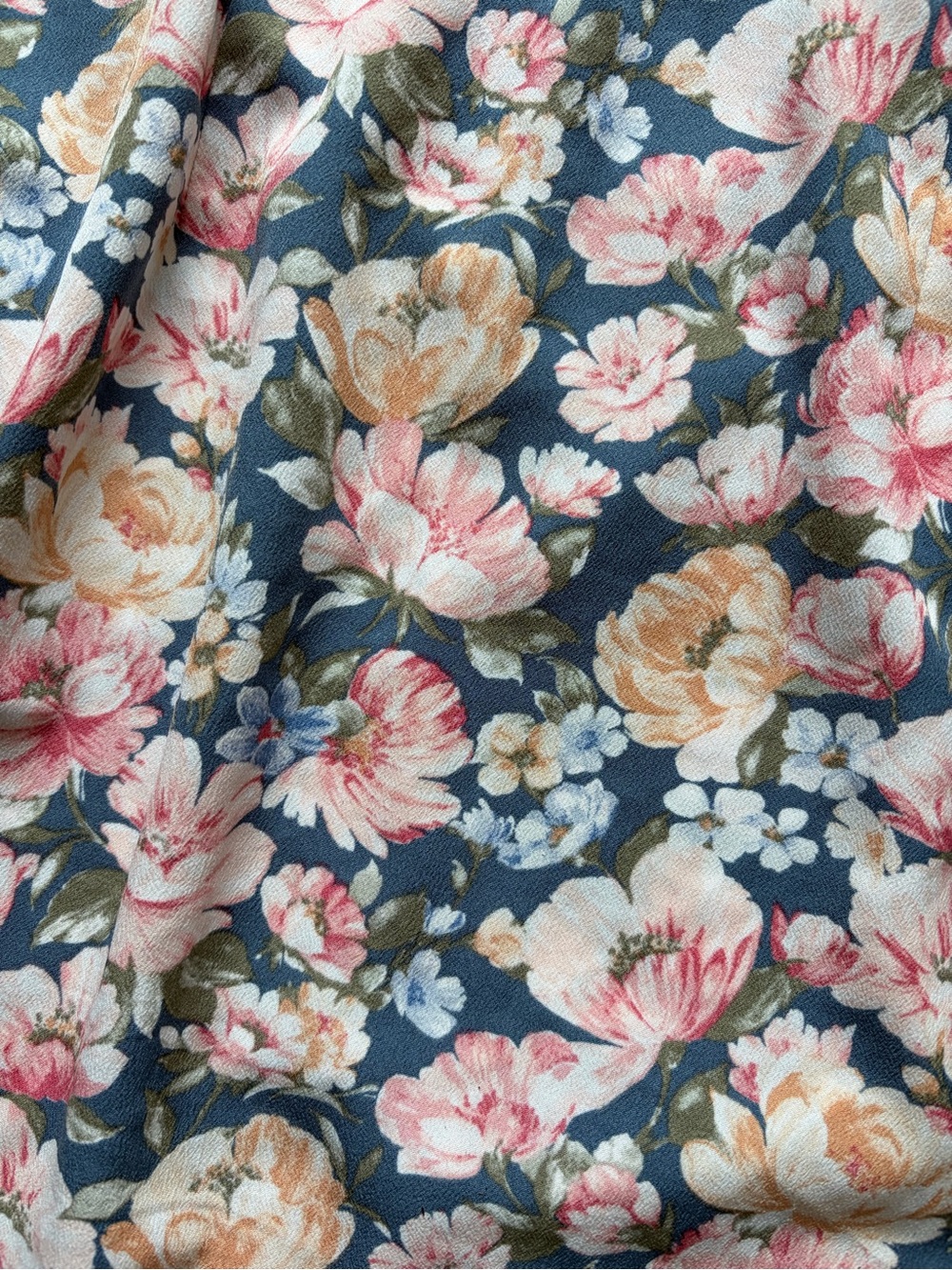Abercrombie & Fitch Blue Floral Midi Skirt with Pink & Cream Blooms - Picture 4 of 8